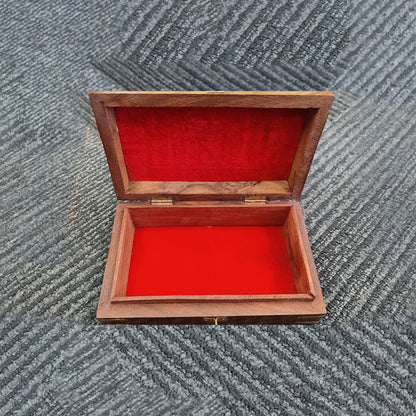 Handcrafted Wooden Jewelry Box with Taj Mahal Carving and Brass Inlay
