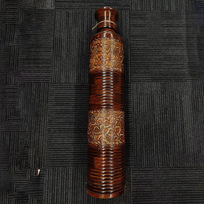 Intricately Carved Wooden Vase with Textured Detailing