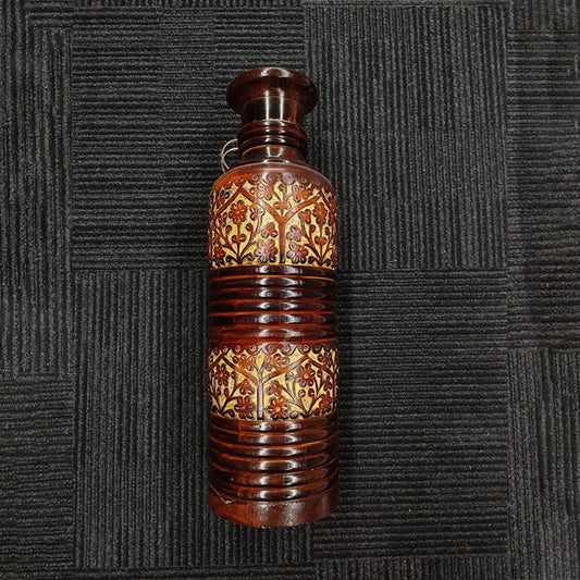 Handcrafted Wooden Vase with Floral Carving | Vintage Home Décor
