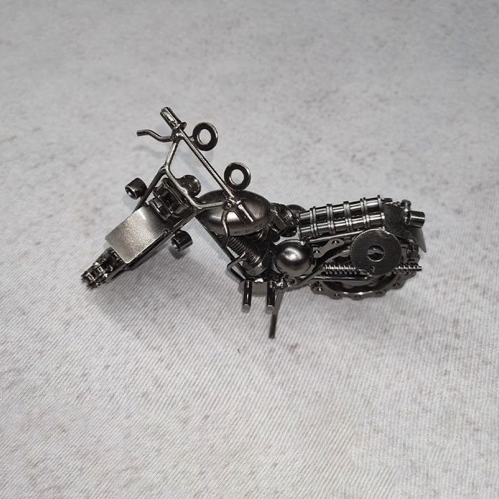Handmade Metal Motorcycle Model Sculpture – Upcycled Art from Nuts & Bolts