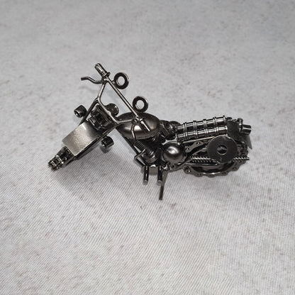 Handmade Metal Motorcycle Model Sculpture – Upcycled Art from Nuts & Bolts