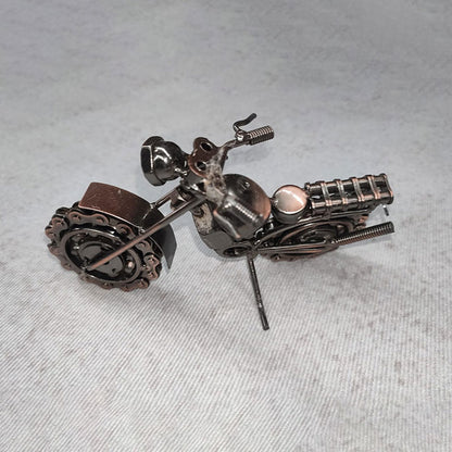 Handcrafted Metal Miniature Motorcycle Model – Industrial Art Sculpture