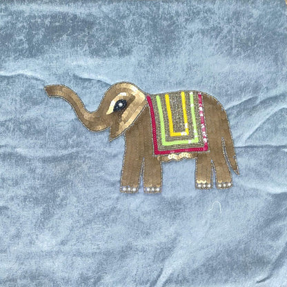 Decorative Elephant Sequin Pillow Cover in Blue