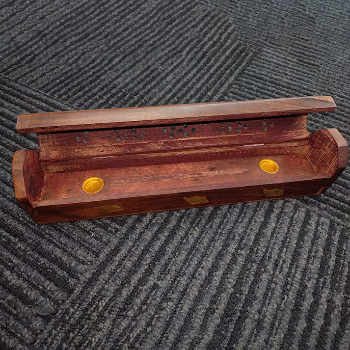 Handcrafted Wooden Incense Holder | Carved Aromatherapy Box