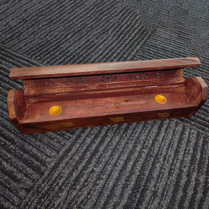 Handcrafted Wooden Incense Holder | Carved Aromatherapy Box