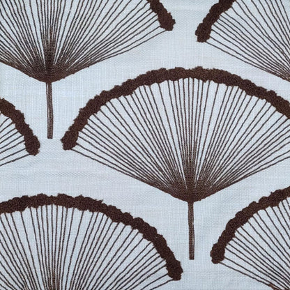 Modern Botanical Fan Leaf Embroidery on Textured Fabric