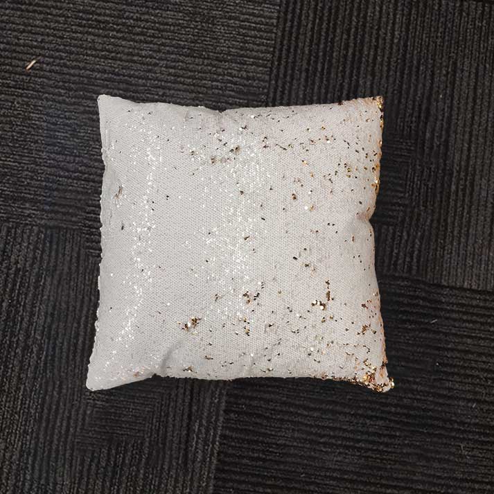 White Cushion with Gold Sequins – Glam Sparkle Decorative Pillow