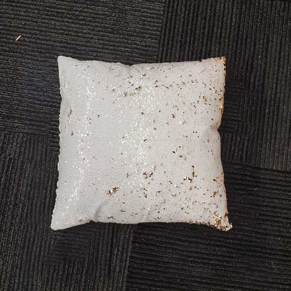 White Cushion with Gold Sequins – Glam Sparkle Decorative Pillow