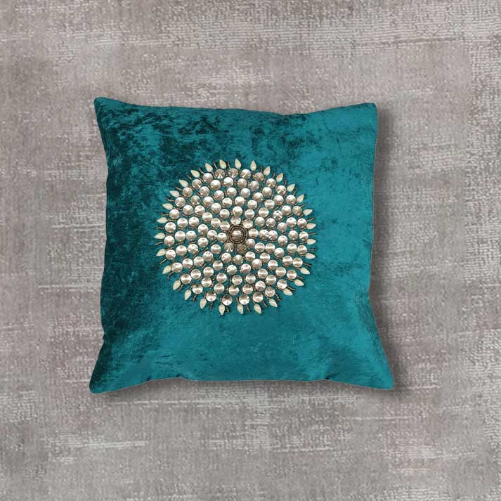 Intricate Silver-Studded Floral Design