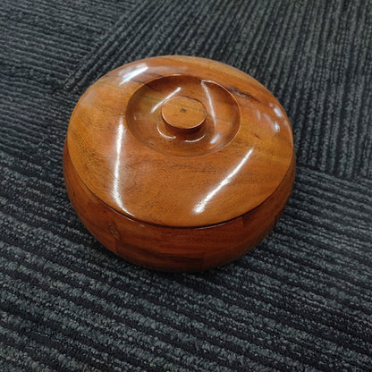 Handcrafted Wooden Storage Bowl with Lid | Round Multipurpose Container