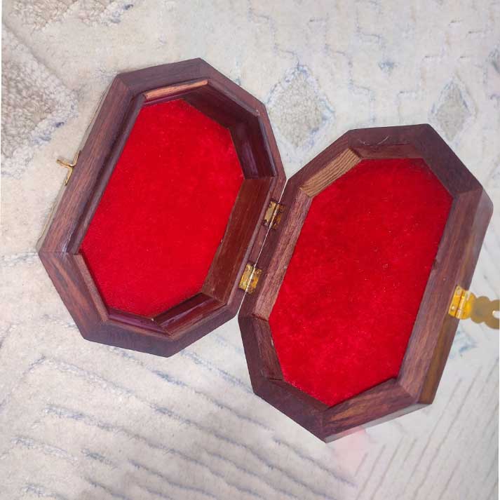Elegant Wooden Jewelry Box with Red Velvet Lining - Octagonal Design