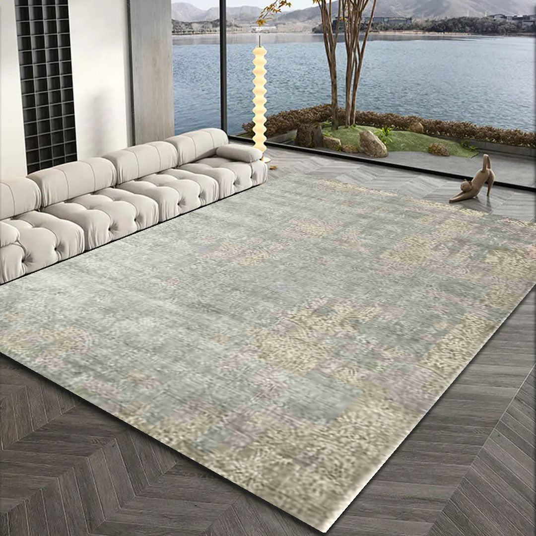 Cosmic Collection- Handloom Modern Grey & Ivory Colour Viscose Rug