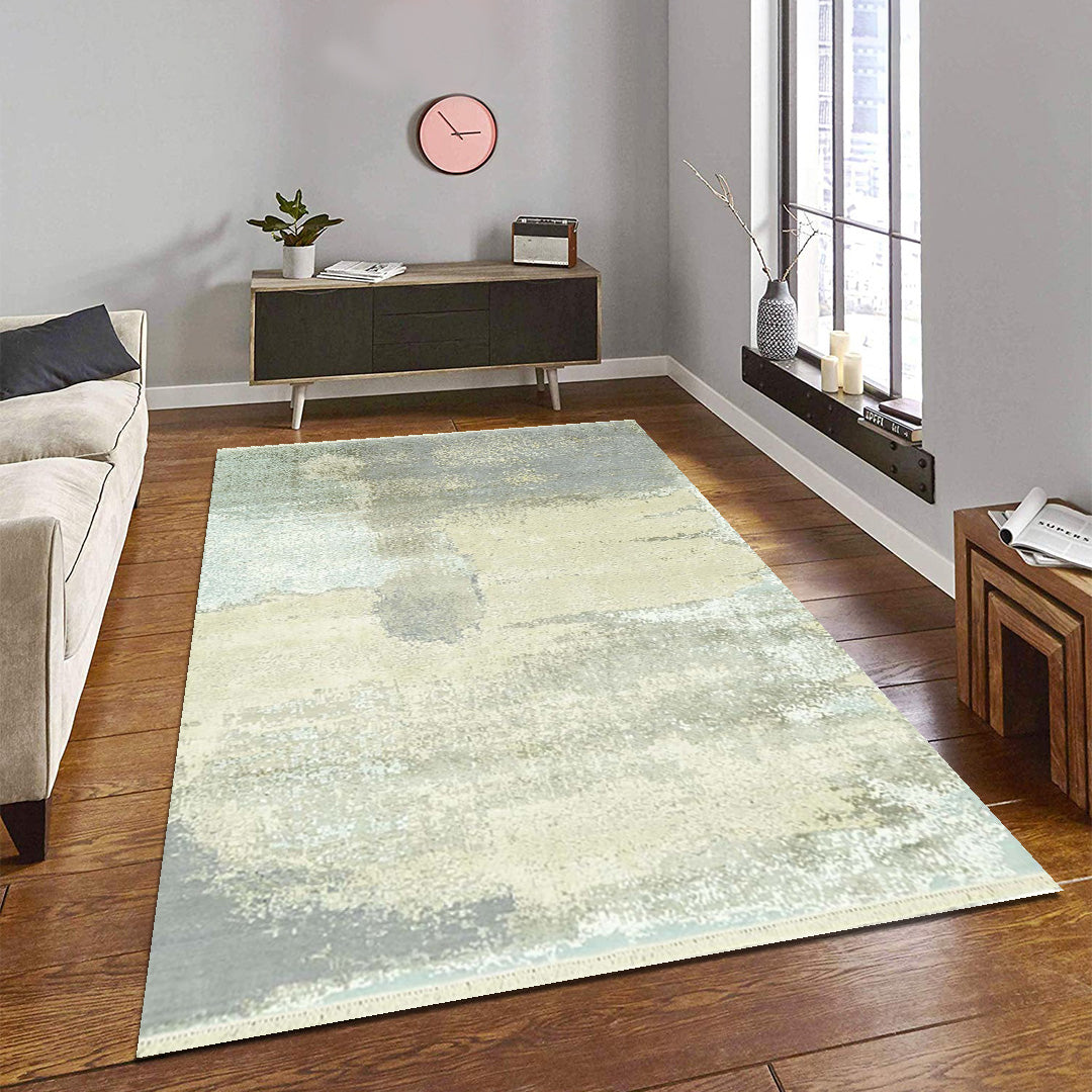 Handknotted Beige, Grey & Ivory Colour Wool/Viscose Rug