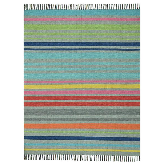 Harmony In Hues Handknotted  Cotton Flat Weave.