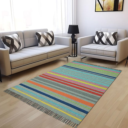 Harmony In Hues Handknotted  Cotton Flat Weave.