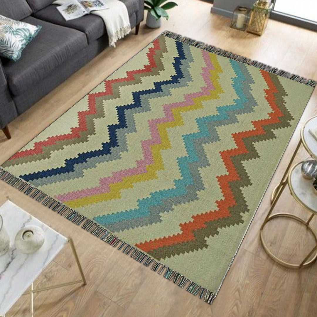 Harmony In Hues Handknotted Cotton Flat Weave.