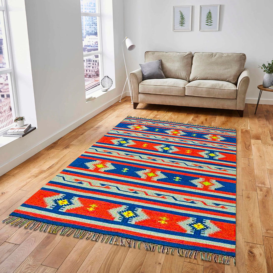 Harmony In Hues Handknotted  Cotton Flat Weave.