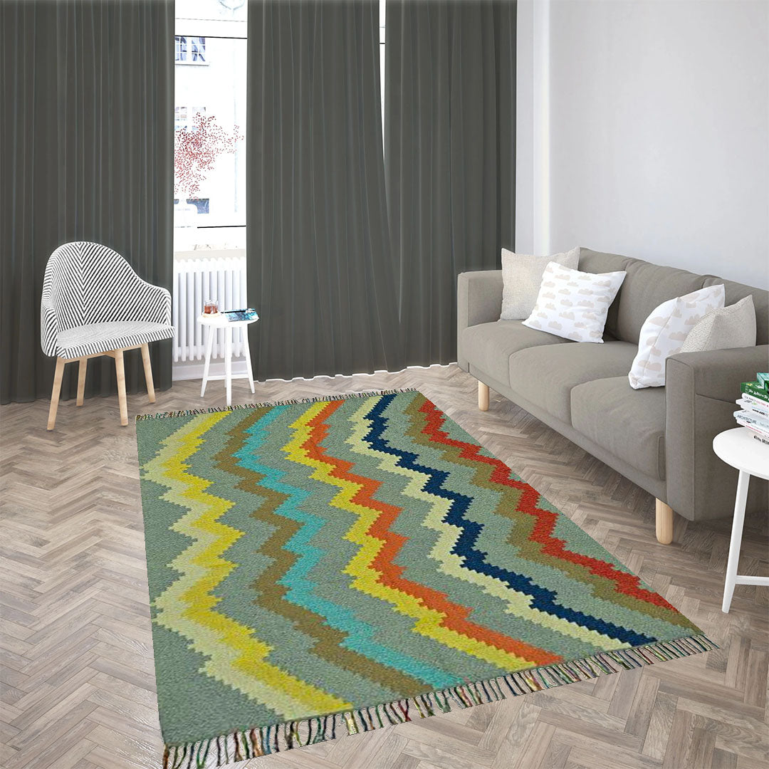 Harmony In Hues Handknotted  Cotton Flat Weave.