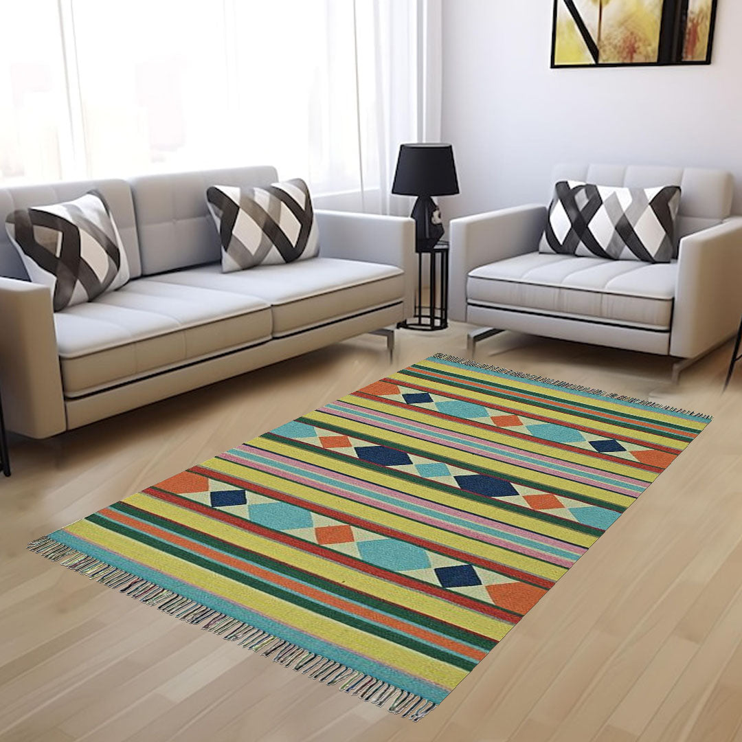 Harmony In Hues Handknotted  Cotton Flat Weave.