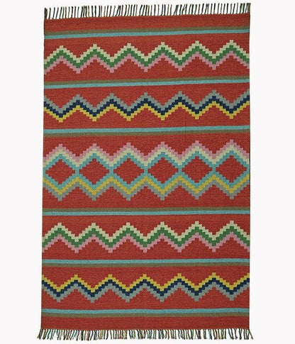 Harmony In Hues Handknotted  Cotton Flat Weave.