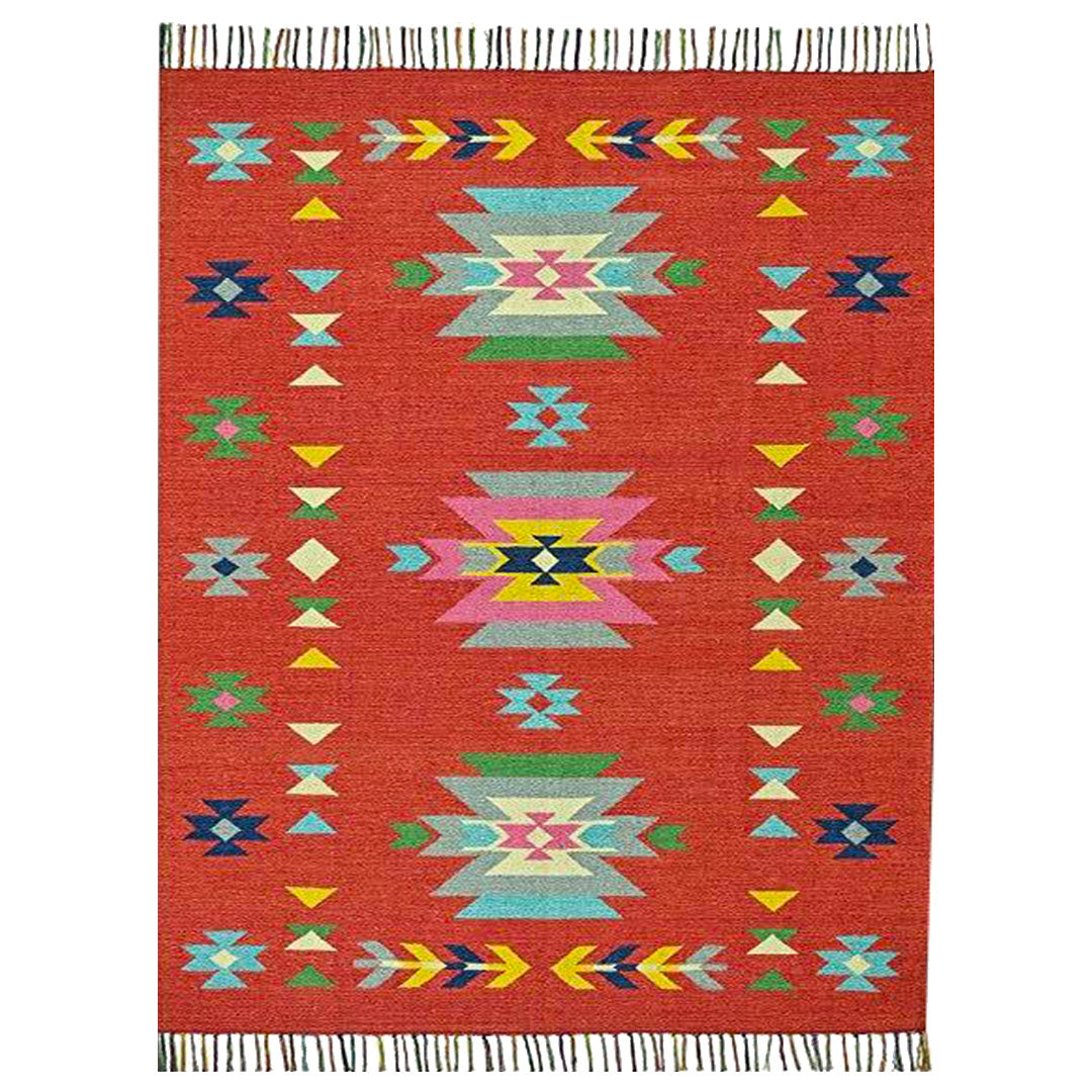 Harmony In Hues Handknotted  Cotton Flat Weave.