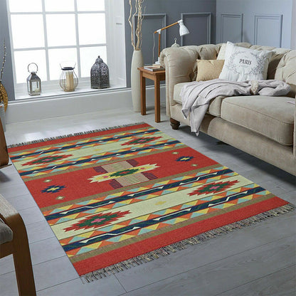 Harmony In Hues Handknotted  Cotton Flat Weave.