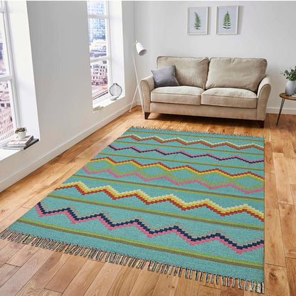 Harmony In Hues Handknotted  Cotton Flat Weave.