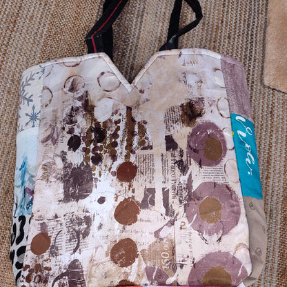 Colorful Patchwork Tote Bag – Handmade Multi-Design Fabric Shoulder Bag