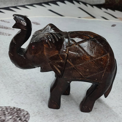 Handcrafted Wooden Elephant Figurine – Decorative Home Accent
