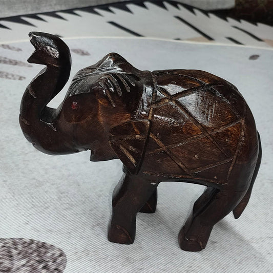 Handcrafted Wooden Elephant Figurine – Decorative Home Accent