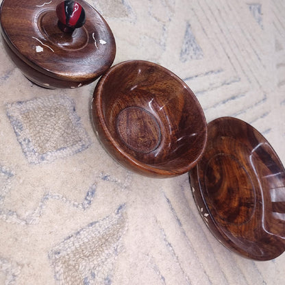 Handcrafted Wooden Bowl Set with Lid – Decorative & Functional Storage Containers