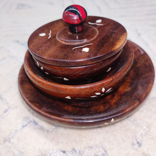 Handcrafted Wooden Bowl Set with Lid – Decorative & Functional Storage Containers