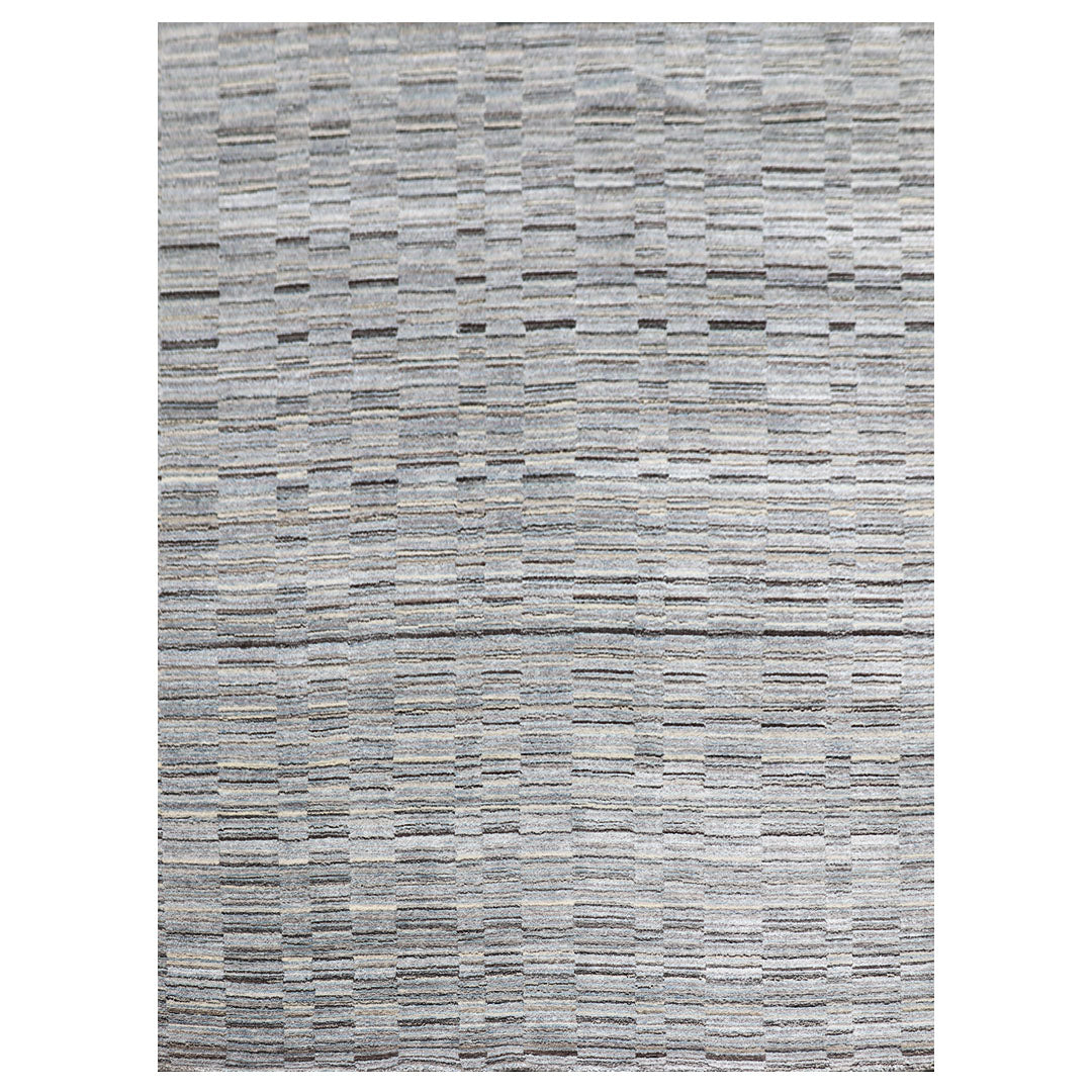 Harmony In Hues - Handwoven  Modern Ivory & Blue Colour Viscose Rug