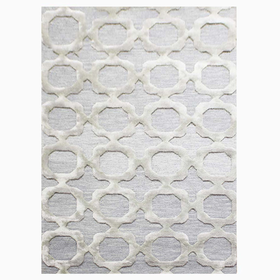 Cosmic Collection - Handtufted Modern Silver Colour Wool & Viscose Rug