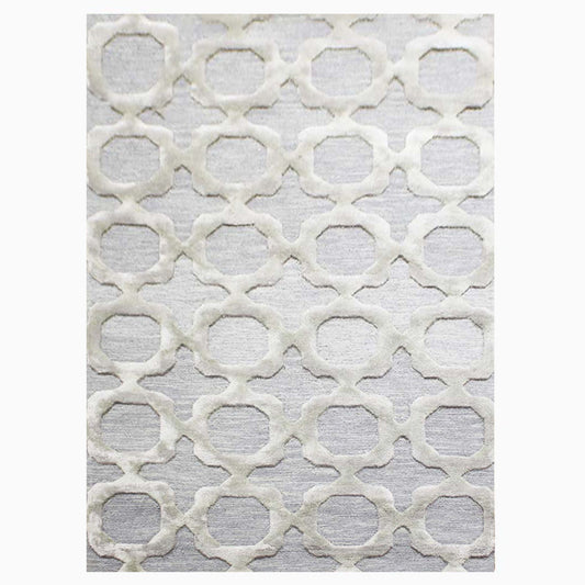 Cosmic Collection - Handtufted Modern Silver Colour Wool & Viscose Rug
