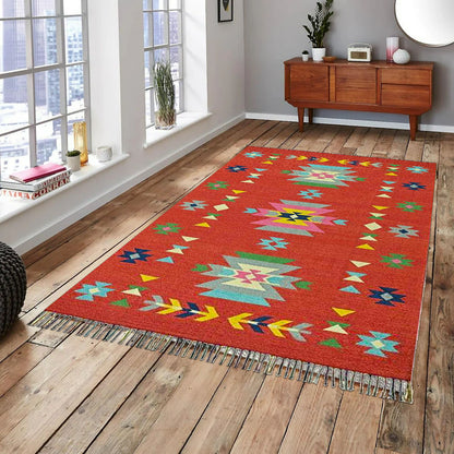 Harmony In Hues Handknotted  Cotton Flat Weave.